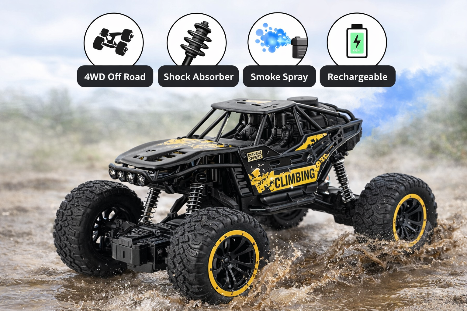 X-Torque Off-Road RC Monster Truck – All Terrain Rock Crawler