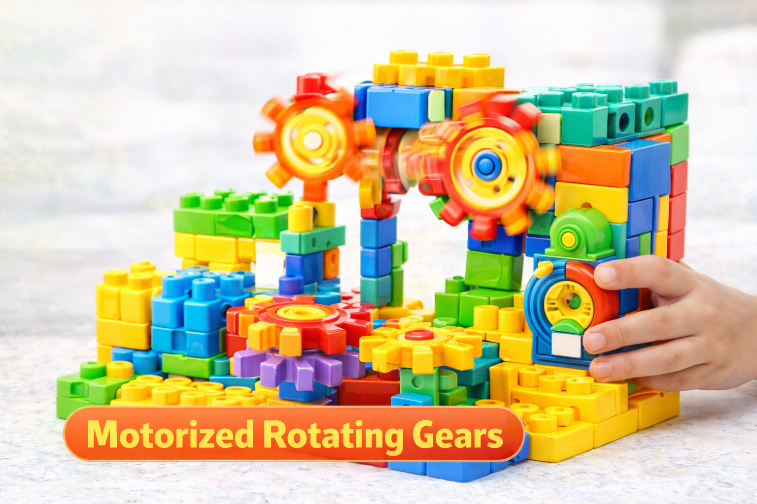 Battery Operated 81pcs Rotating Building Blocks with Gears for STEM Learning