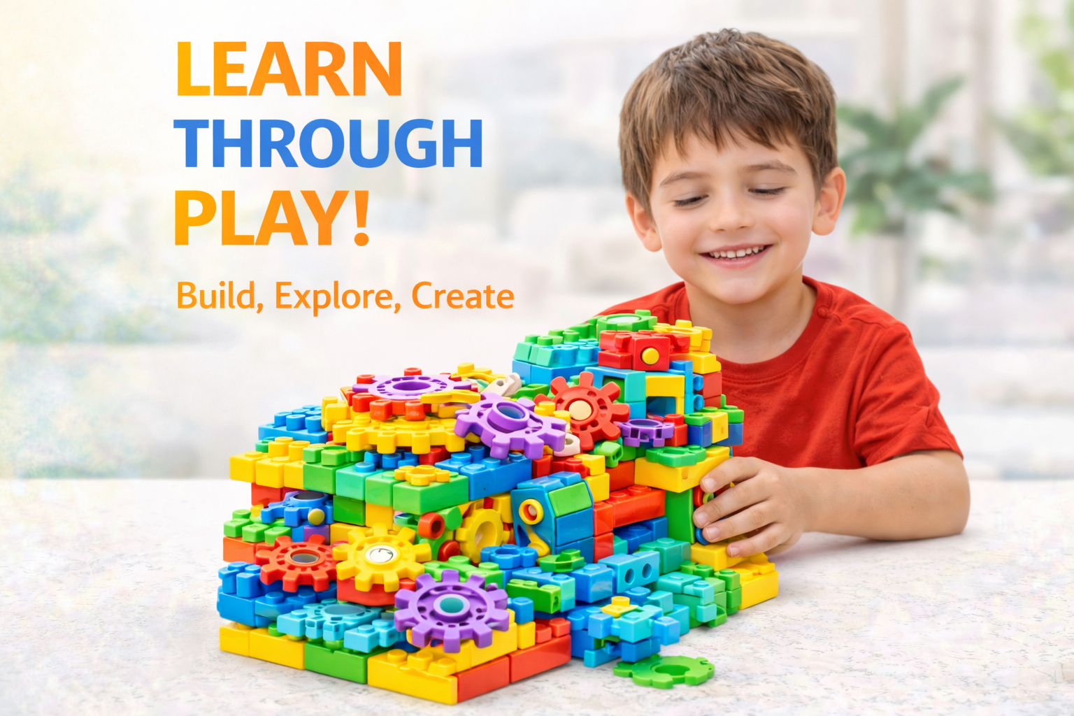 Battery Operated 81pcs Rotating Building Blocks with Gears for STEM Learning