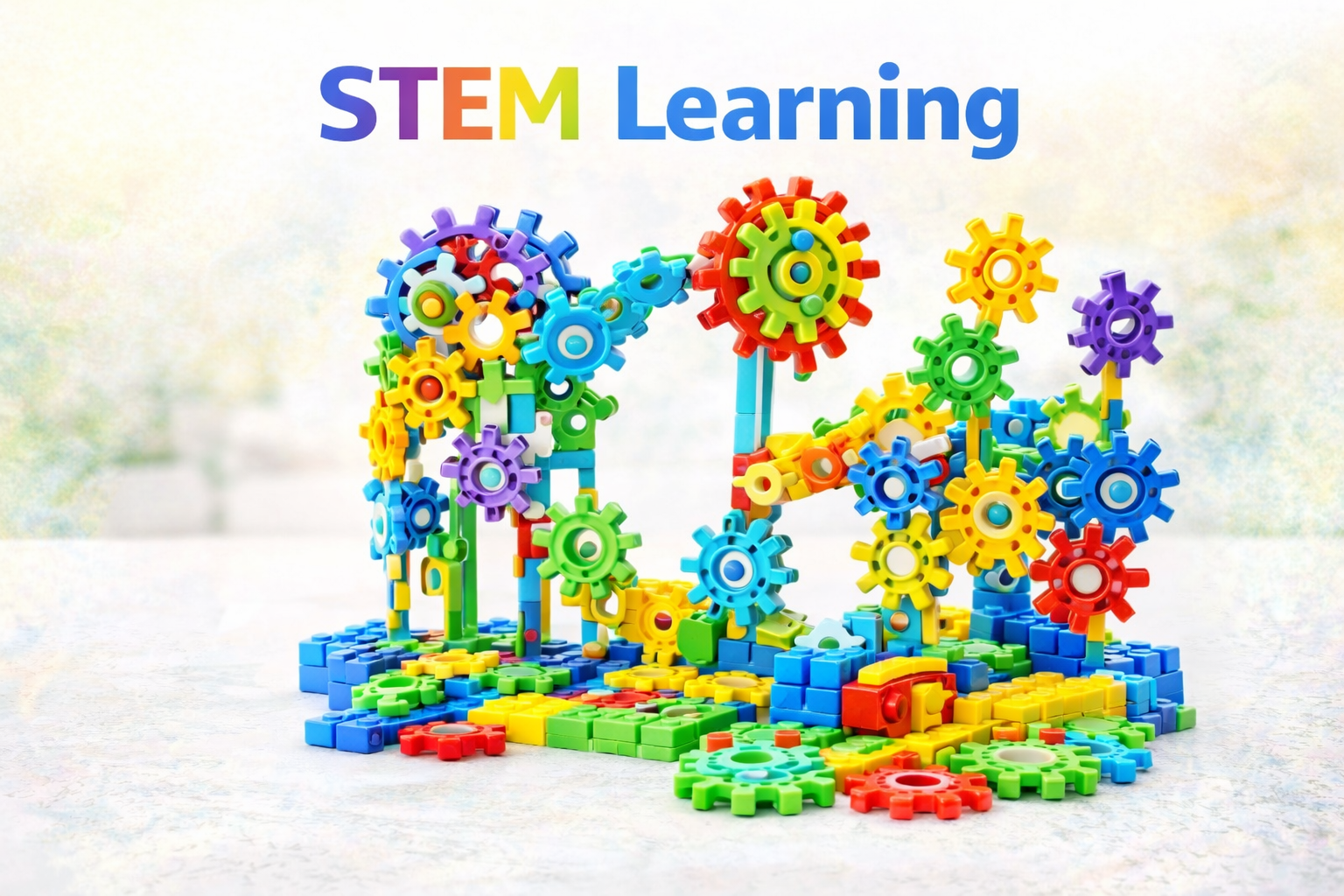 Battery Operated 81pcs Rotating Building Blocks with Gears for STEM Learning